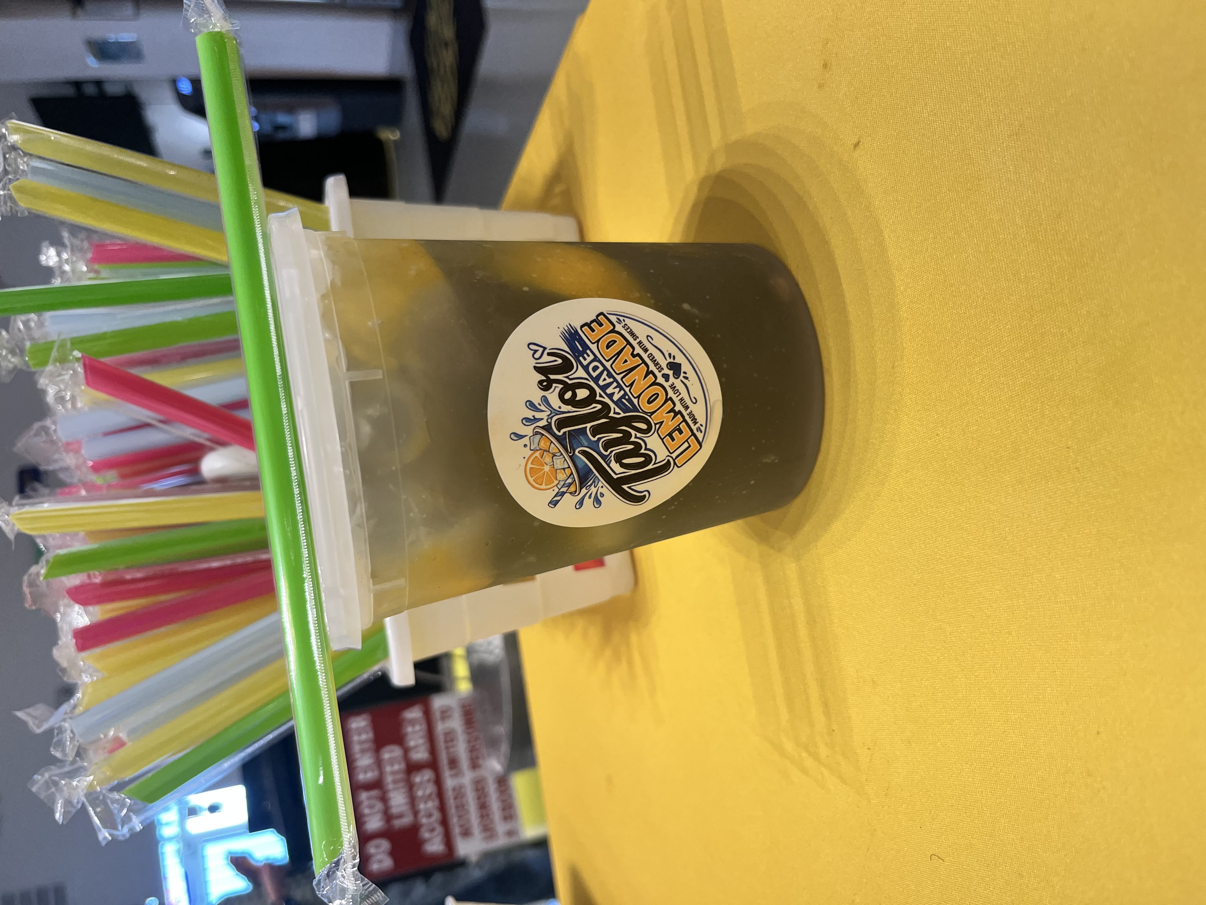 Taylor Made Lemonade cup with straw